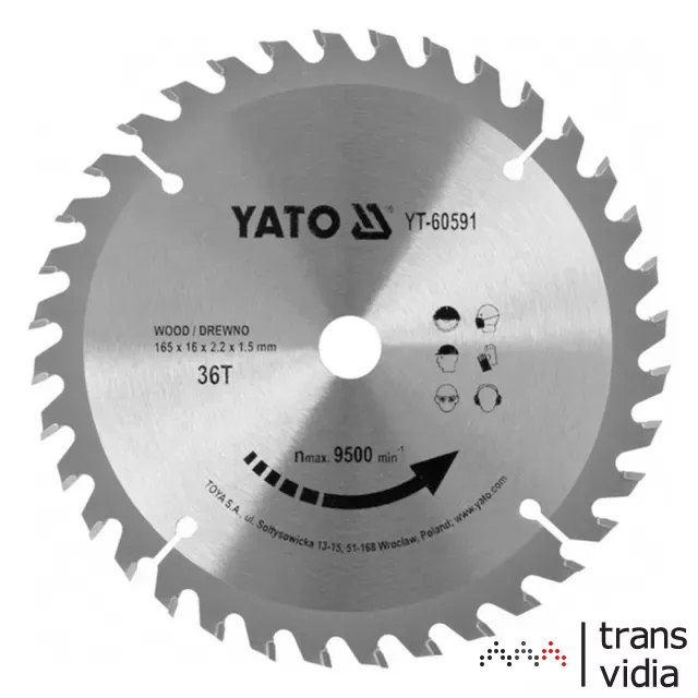 Yato YT-60591 fűrésztárcsa fához 160/16/36