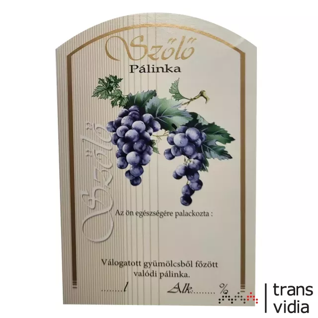 Pálinka címke szőlő kék 10db/csomag