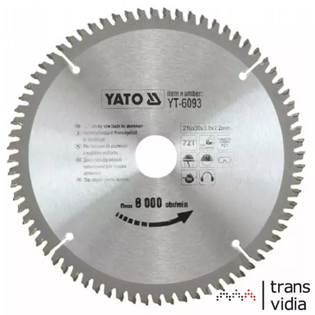 Yato YT-6093 fűrésztárcsa alumíniumhoz 210/30/72