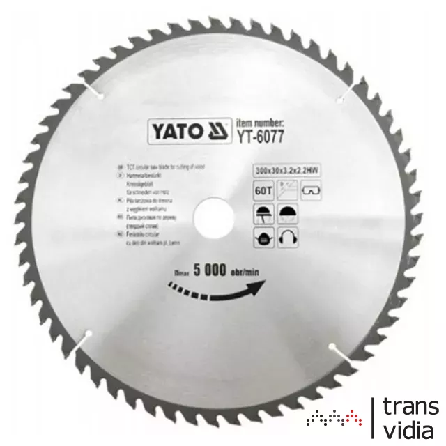 Yato YT-6077 fűrésztárcsa fához 300/30/60