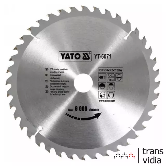 Yato YT-6071 fűrésztárcsa fához 250/30/40