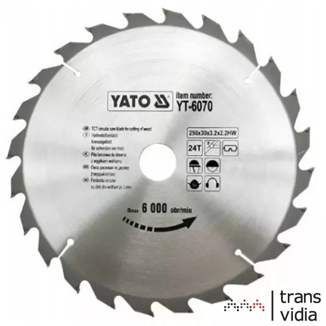 Yato YT-6070 fűrésztárcsa fához 250/30/24