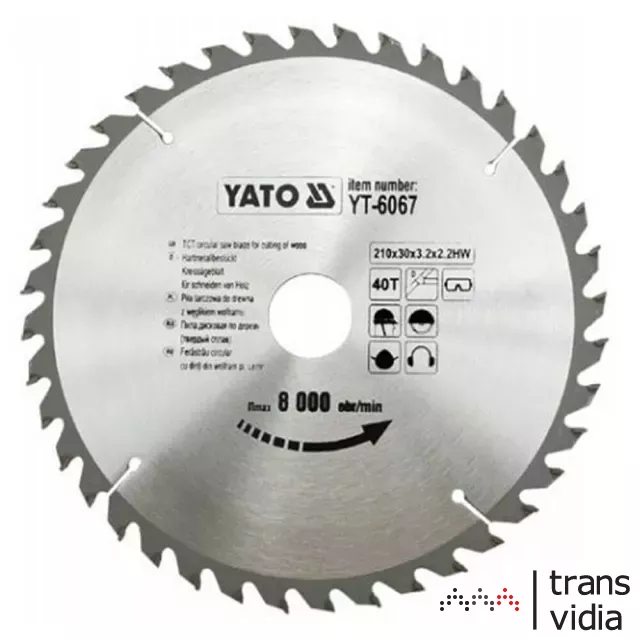 Yato YT-6067 fűrésztárcsa fához 210/30/40