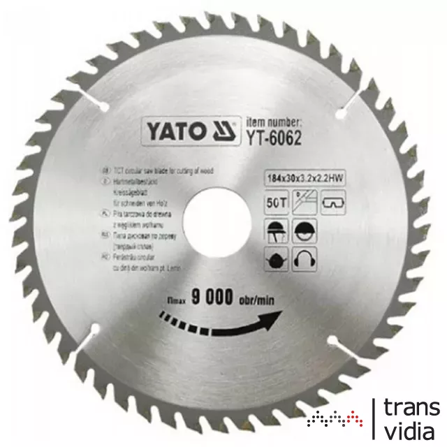 Yato YT-6062 fűrésztárcsa fához 184/30/50